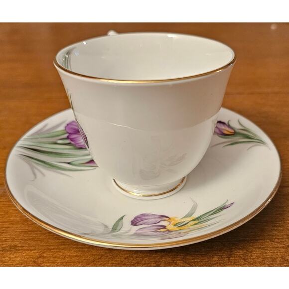 Royal Duchess Iris Teacup and Saucer Bone China Made in England 1977 (Gg285) - Picture 2 of 10